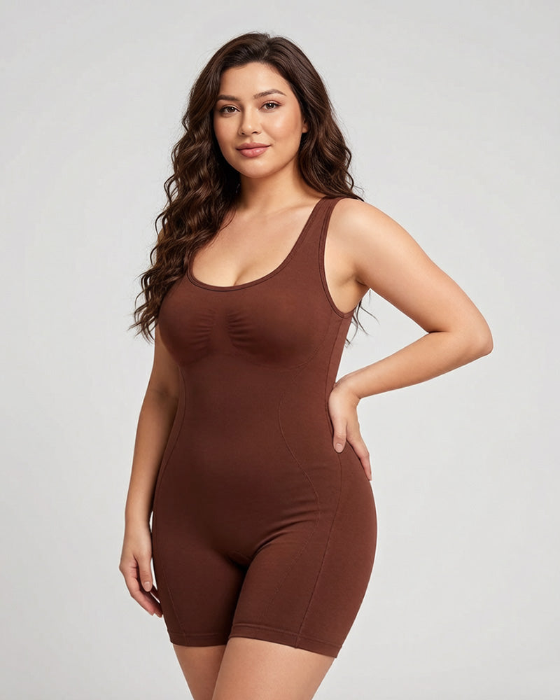 Triple-Zone Compression Drop-Seat Full Body Shaping Shapewear Bodysuit