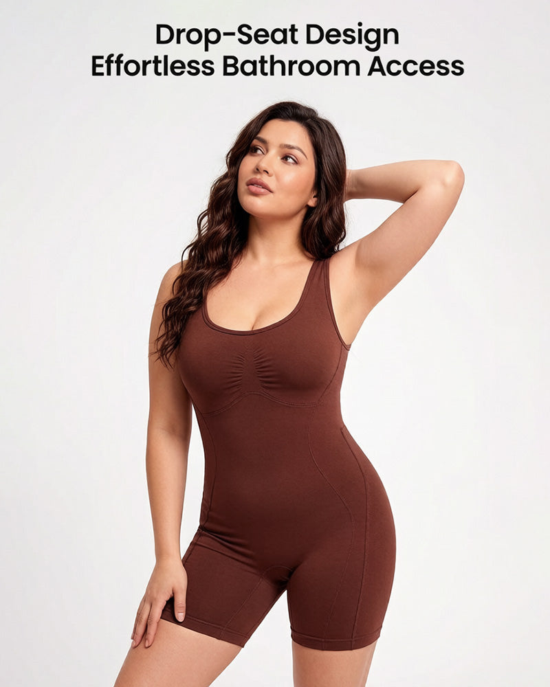 Triple-Zone Compression Drop-Seat Full Body Shaping Shapewear Bodysuit