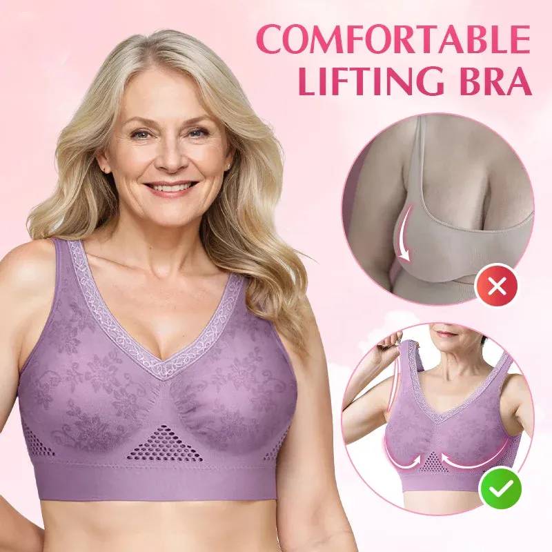 High-Support Wireless Lace Bra for Women