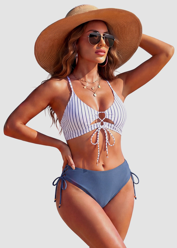 Tie-Front Push-Up Halter Bikini Set