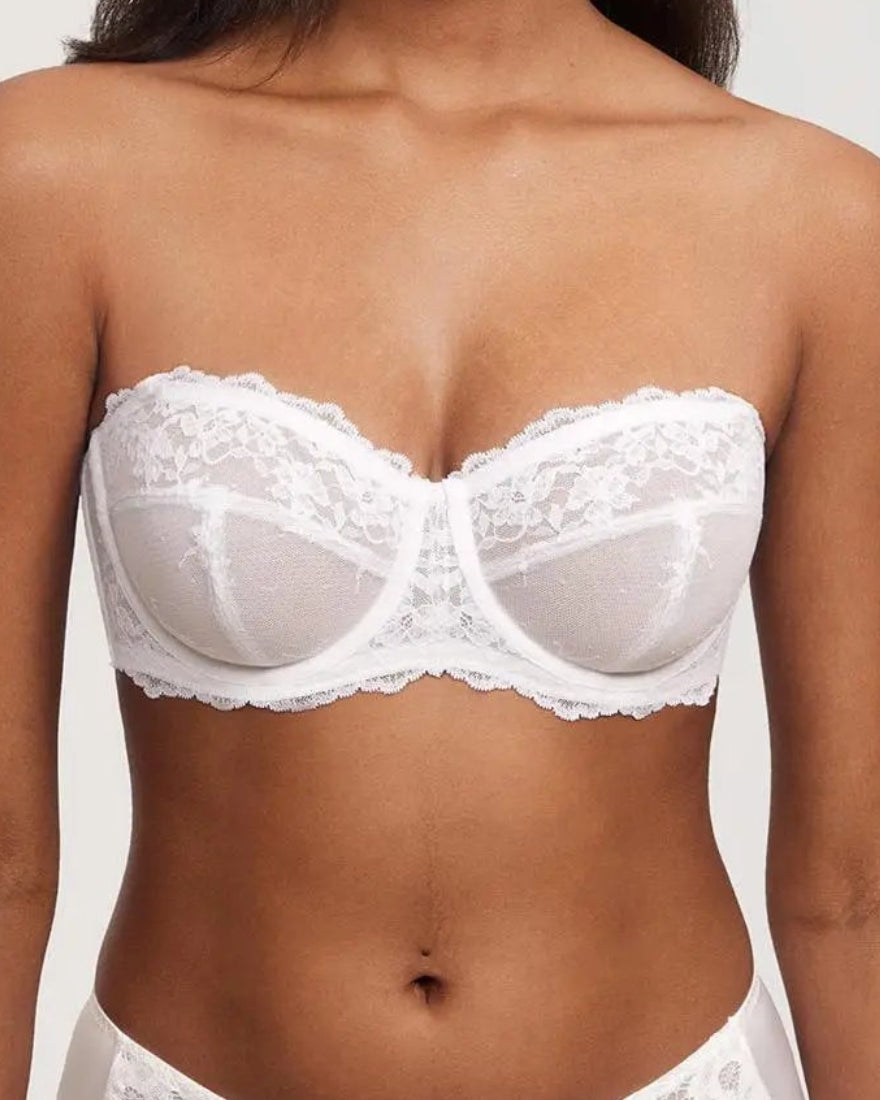 Elegant Lace Strapless Demi Balconette Underwire Bra