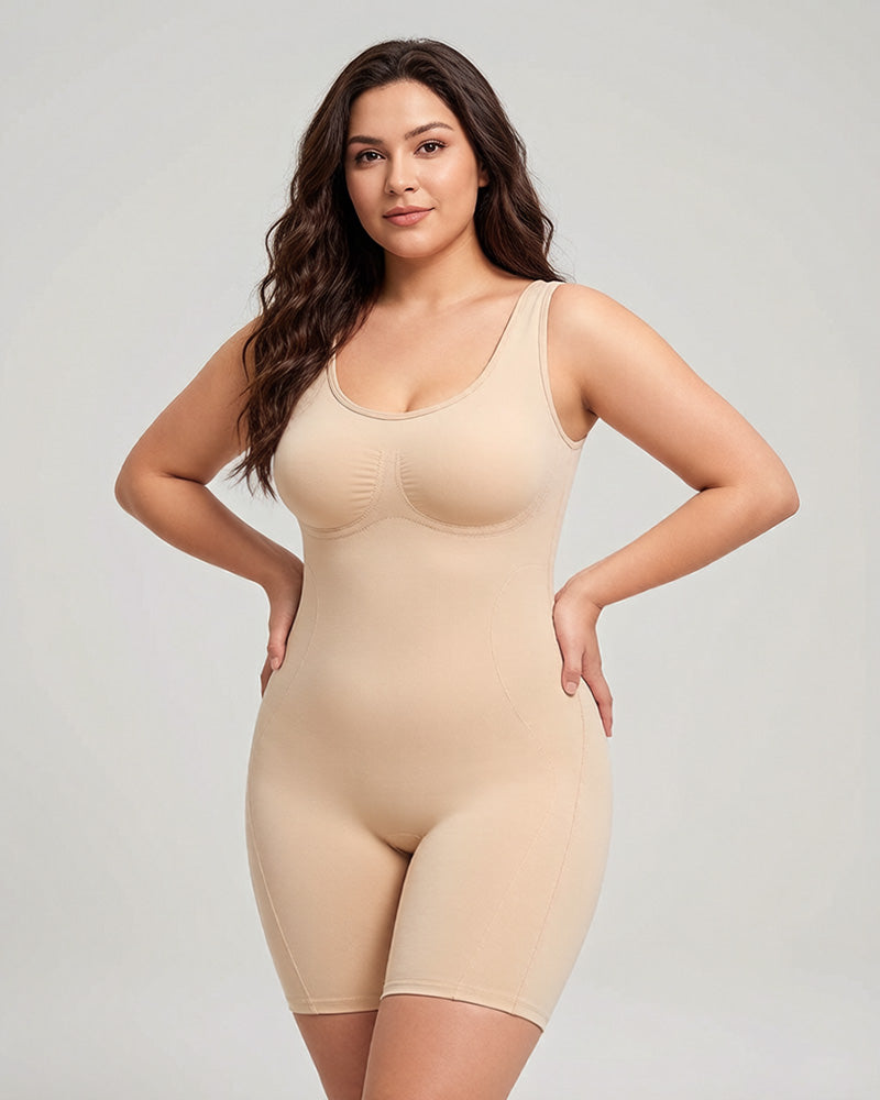 Triple-Zone Compression Drop-Seat Full Body Shaping Shapewear Bodysuit