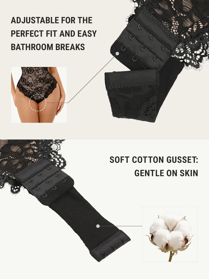 Feelingirl Lace V Neck Full Bodysuit Shapewear