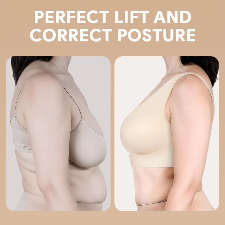 Seamless Front Buckle Cross Back Shaping Bra For Seniors