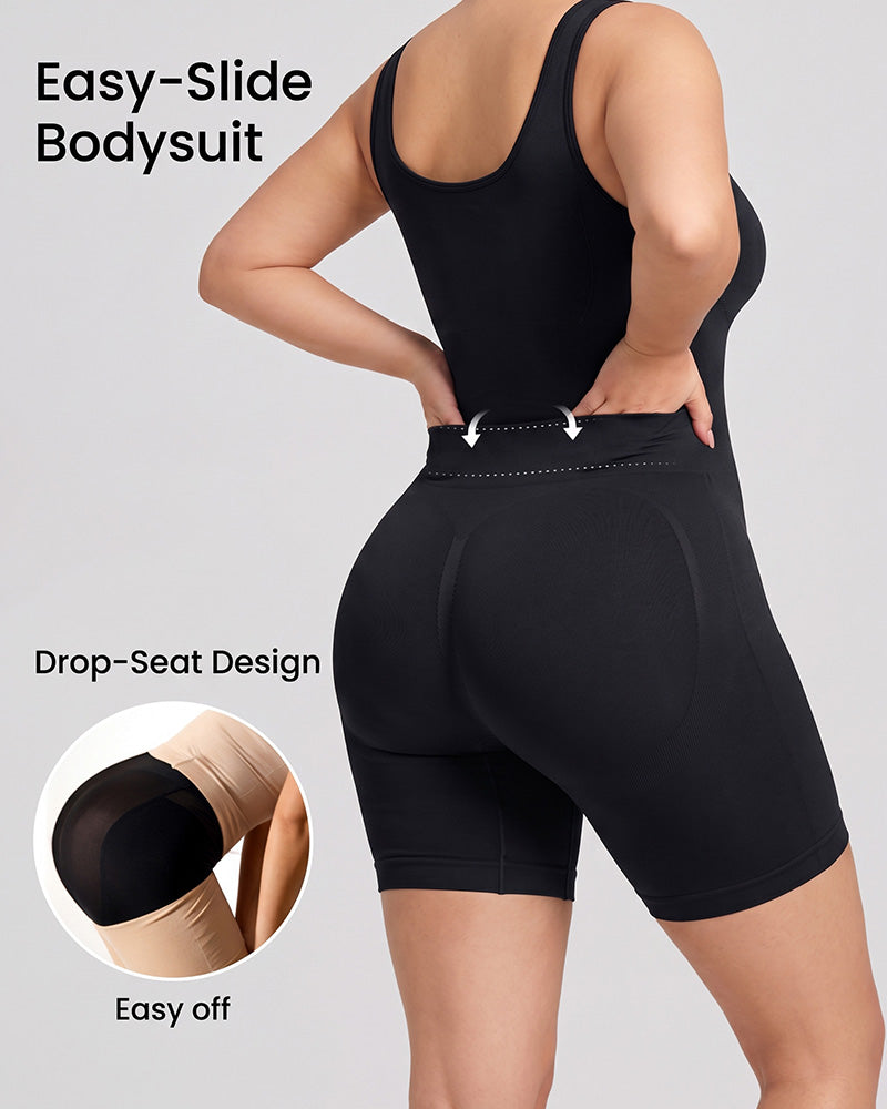 Triple-Zone Compression Drop-Seat Full Body Shaping Shapewear Bodysuit