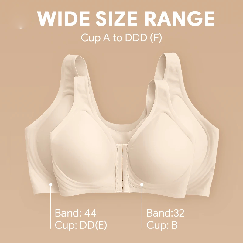 Seamless Front Buckle Cross Back Shaping Bra For Seniors