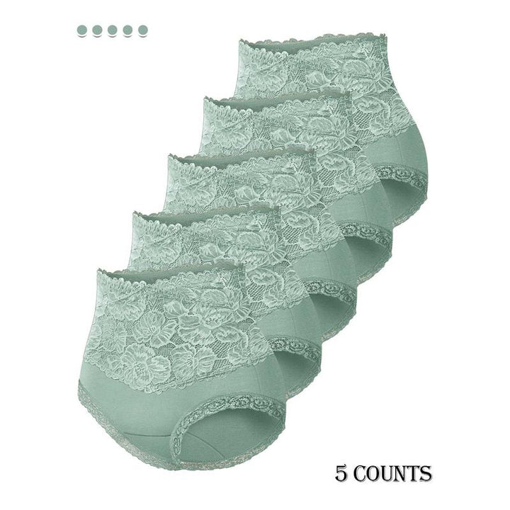 Comfy Everyday High-Waist Panties with Lace Trim, 5-Pack