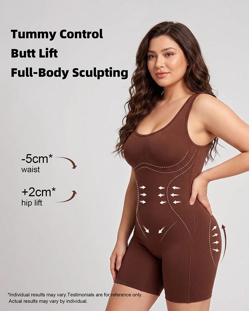 Triple-Zone Compression Drop-Seat Full Body Shaping Shapewear Bodysuit