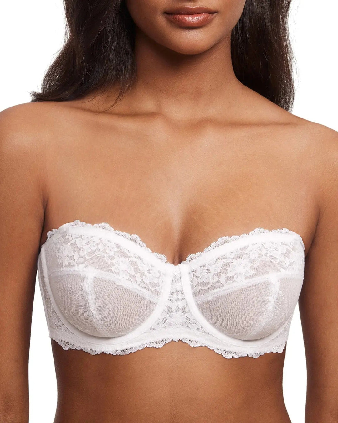 Elegant Lace Strapless Demi Balconette Underwire Bra