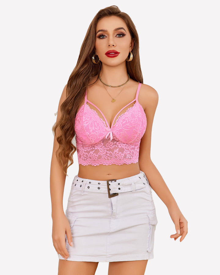 Lace Bralette Adjustable Strap Crop Top