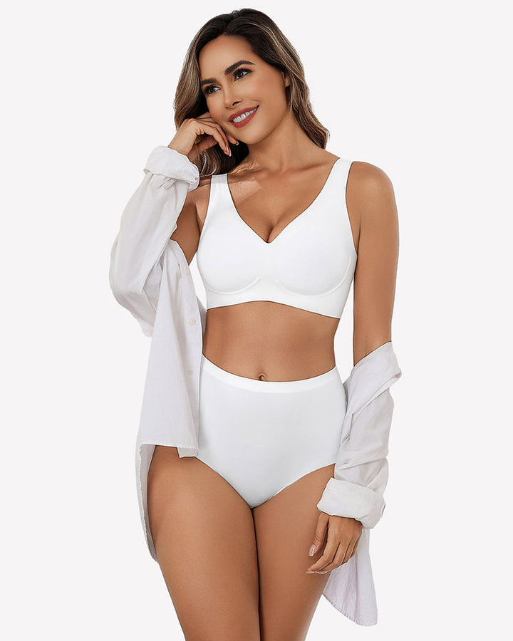 Seamless Bralette Full Coverage V Neck Bras