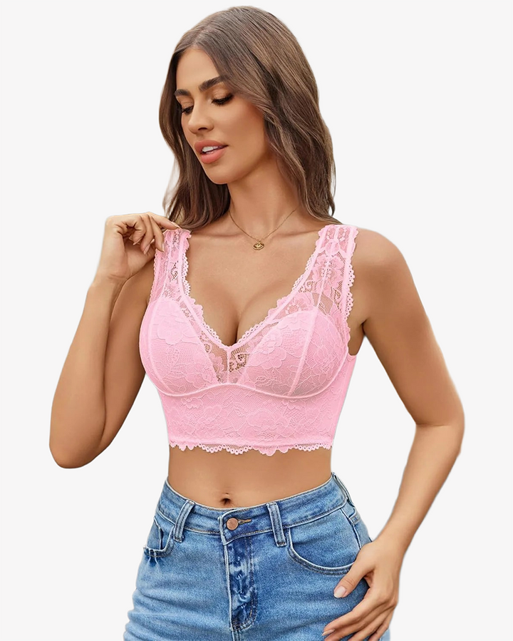 Lace Bralette Deep V Plunge Wireless Bra