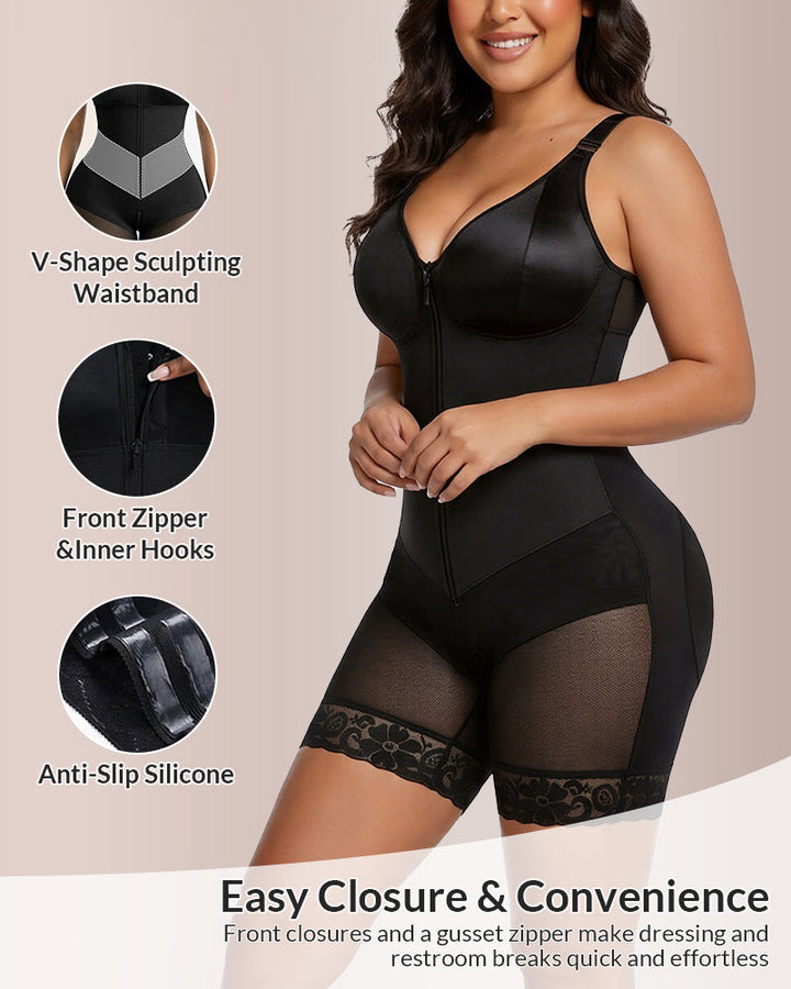 Sculpt &amp; Smooth Front-Zip Full Body Shapewear Bodysuit