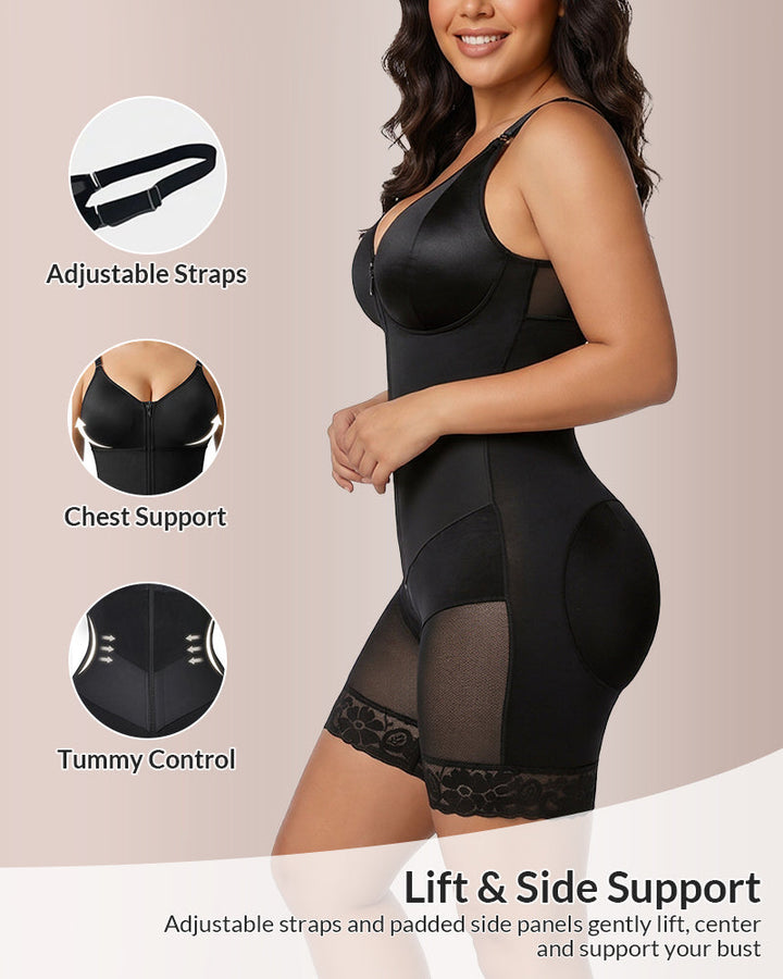 Sculpt &amp; Smooth Front-Zip Full Body Shapewear Bodysuit