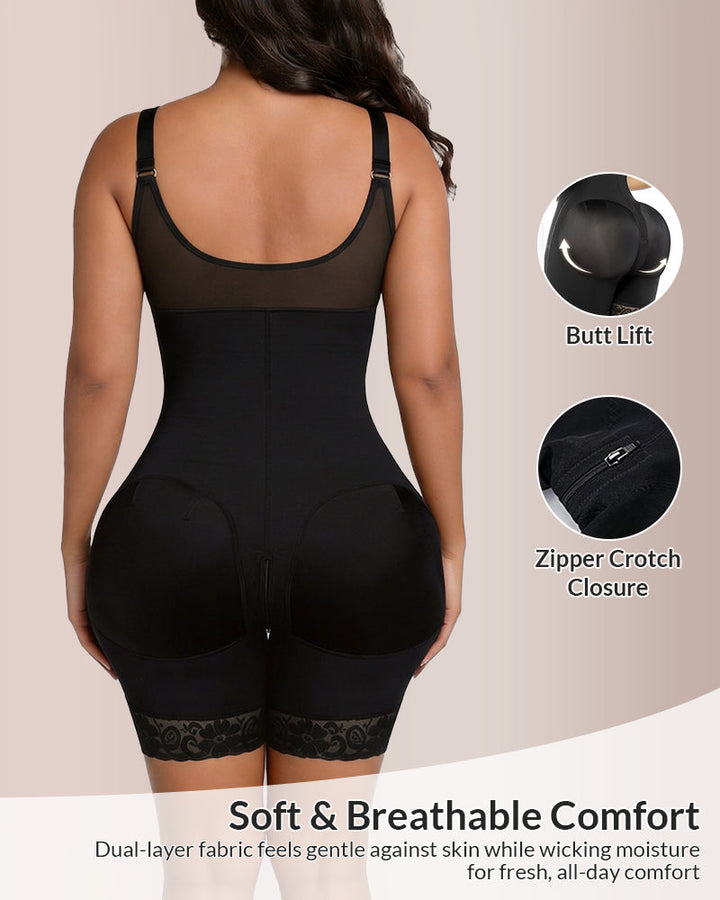 Sculpt &amp; Smooth Front-Zip Full Body Shapewear Bodysuit