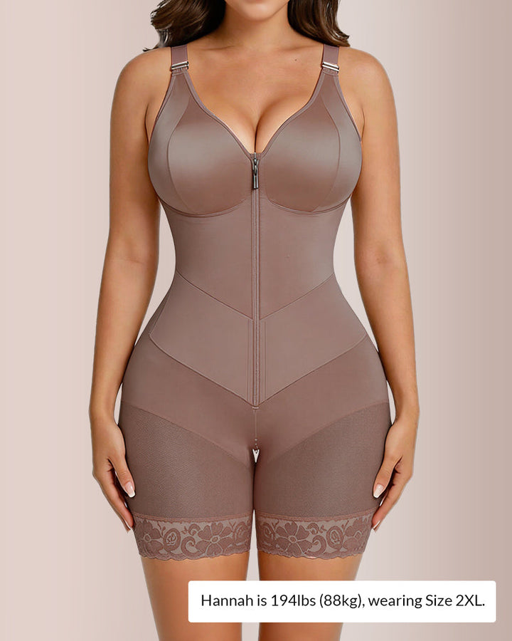 Sculpt &amp; Smooth Front-Zip Full Body Shapewear Bodysuit