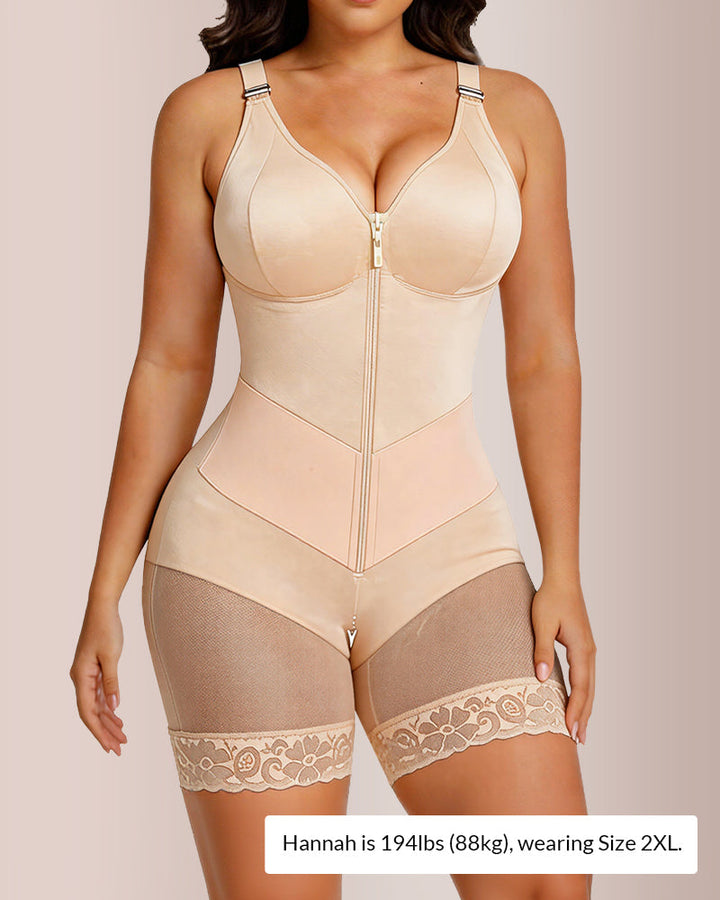 Sculpt &amp; Smooth Front-Zip Full Body Shapewear Bodysuit