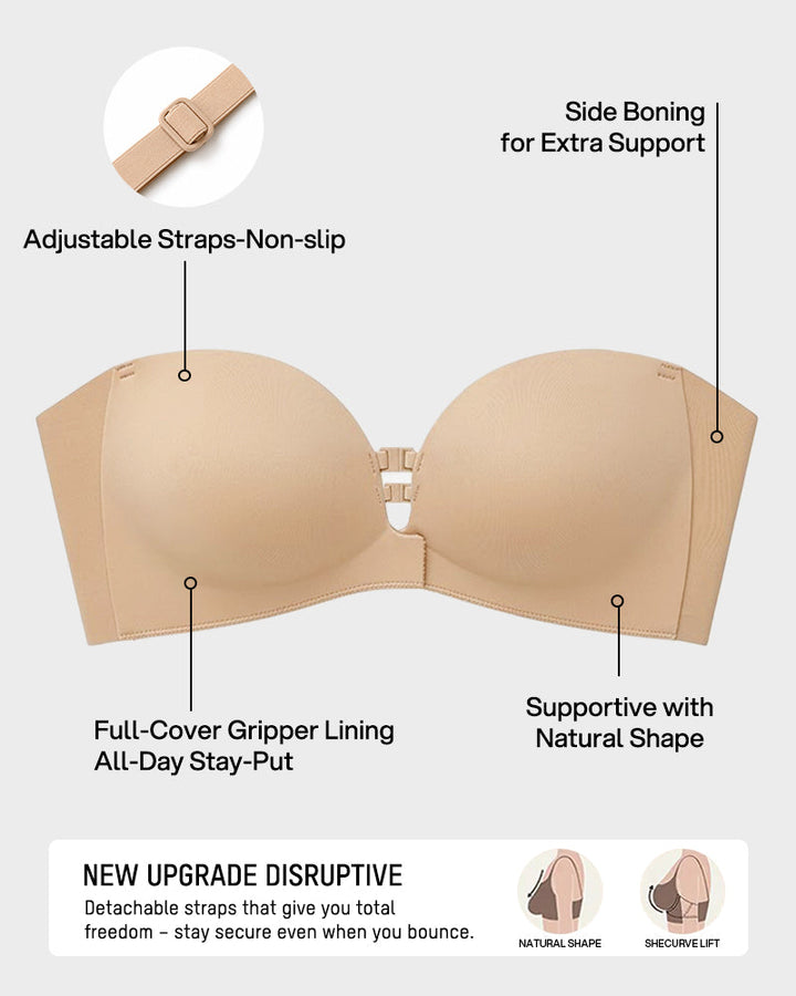Convertible Strapless Front-Closure Push-Up Bra