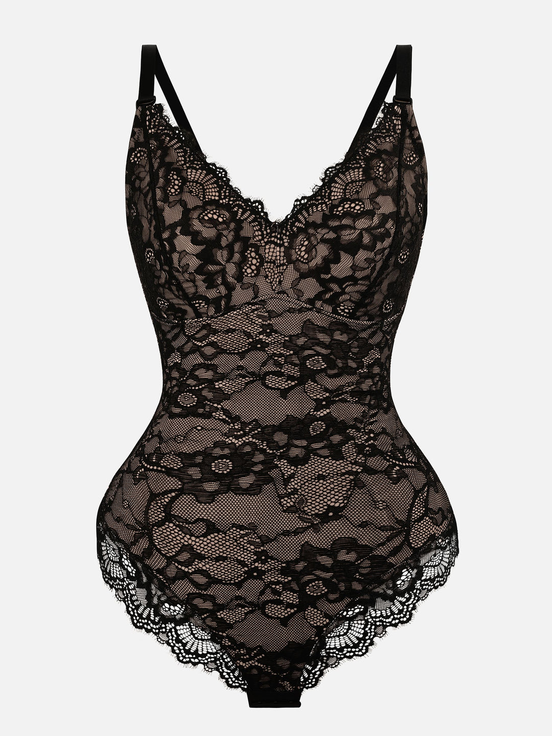 Feelingirl Lace V Neck Full Bodysuit Shapewear