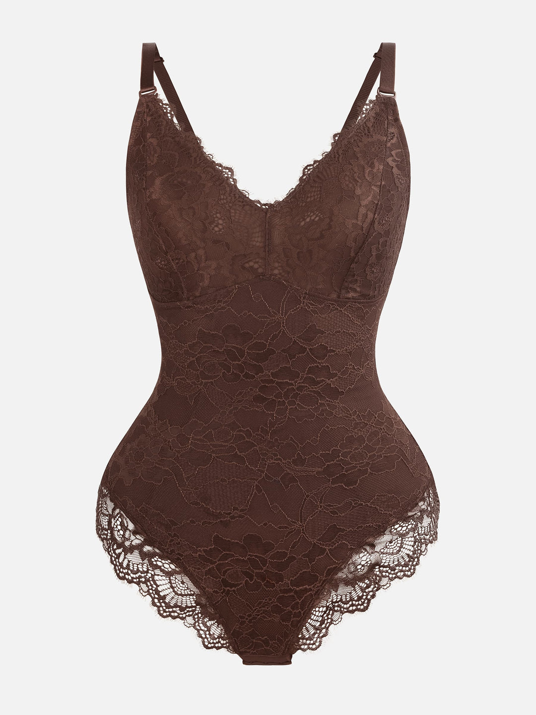 Feelingirl Lace V Neck Full Bodysuit Shapewear