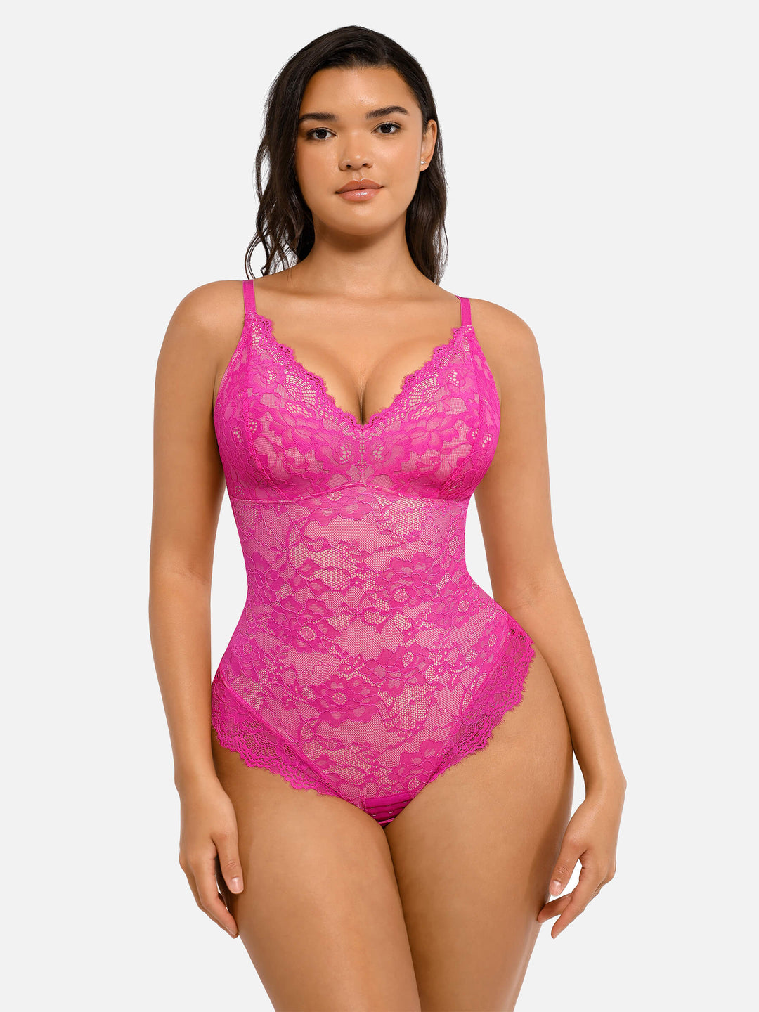 Feelingirl Lace V Neck Full Bodysuit Shapewear