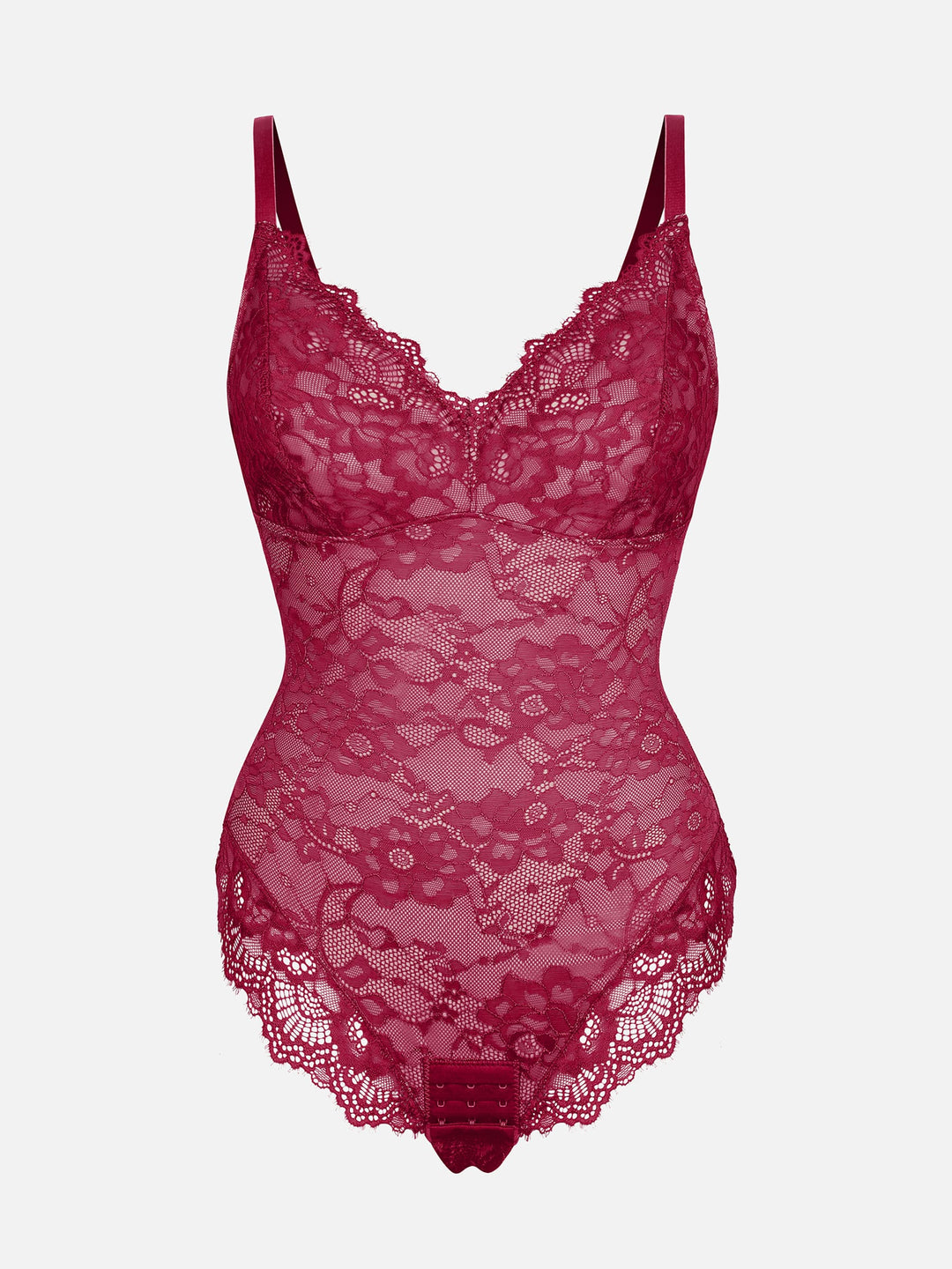 Feelingirl Lace V Neck Full Bodysuit Shapewear