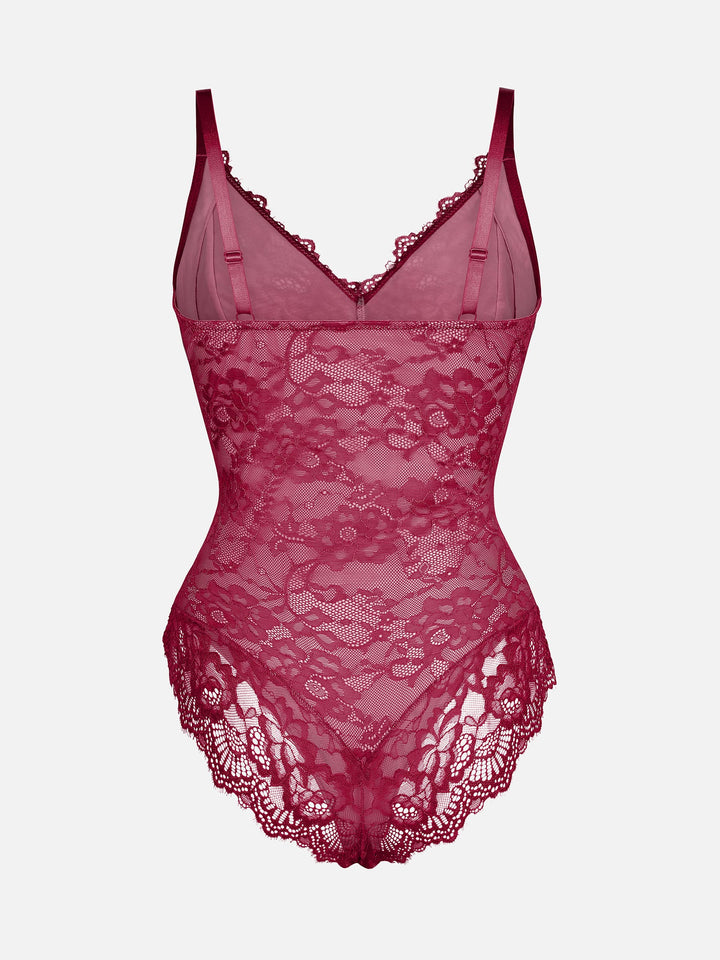Feelingirl Lace V Neck Full Bodysuit Shapewear