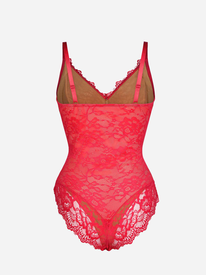 Feelingirl Lace V Neck Full Bodysuit Shapewear