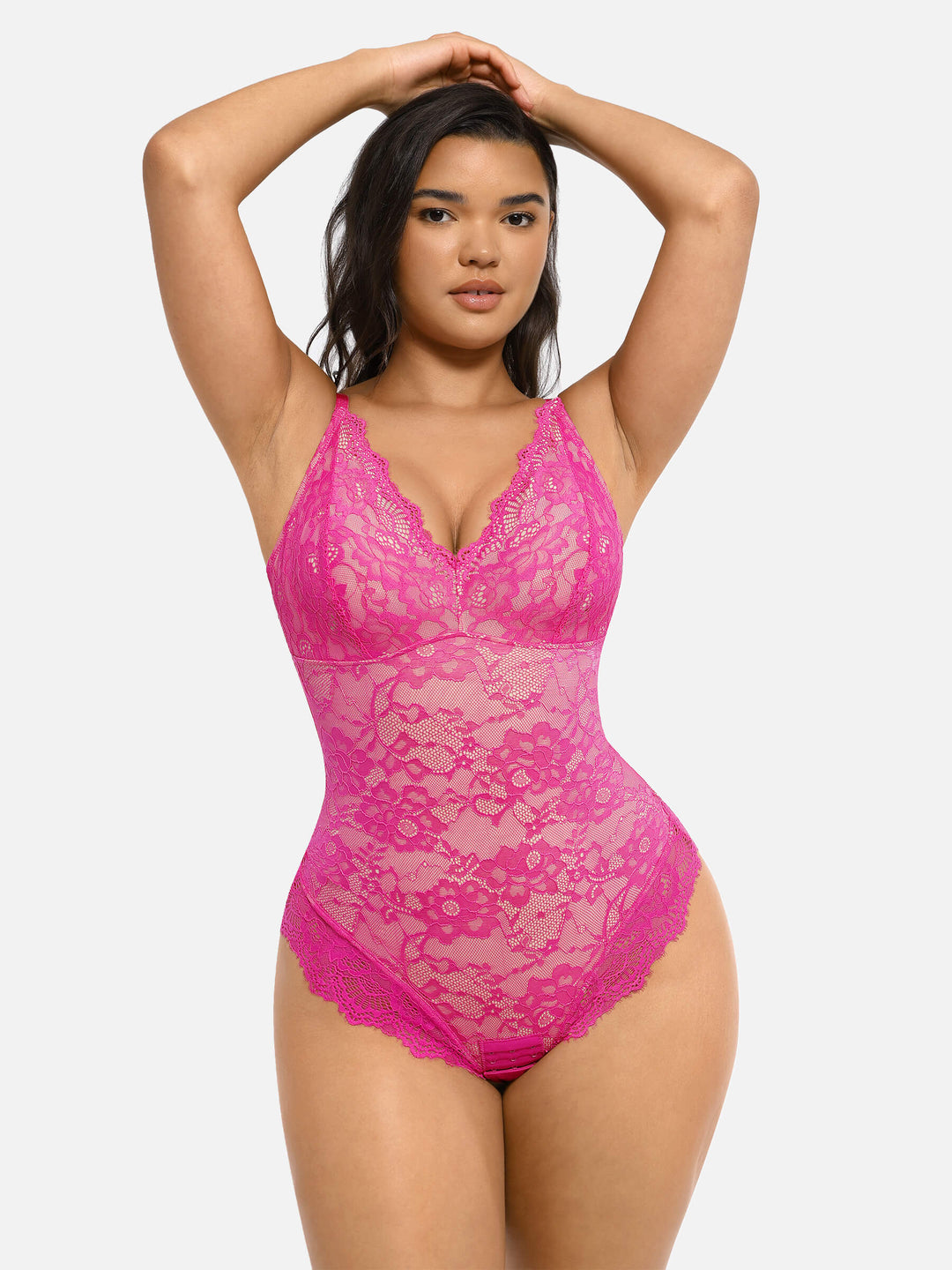 Feelingirl Lace V Neck Full Bodysuit Shapewear