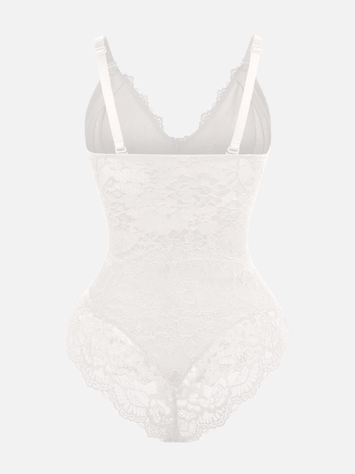 Feelingirl Lace V Neck Full Bodysuit Shapewear