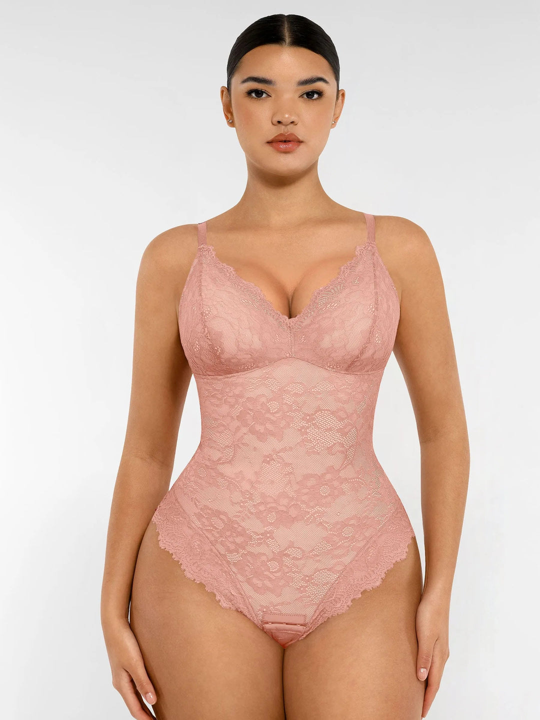 Feelingirl Lace V Neck Full Bodysuit Shapewear