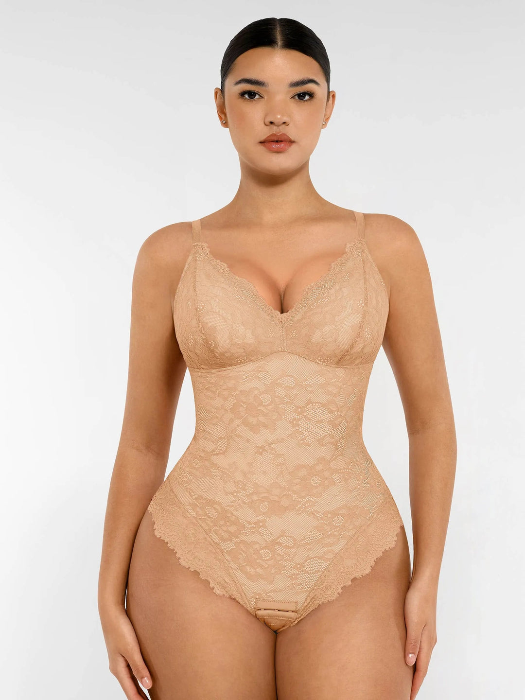 Feelingirl Lace V Neck Full Bodysuit Shapewear
