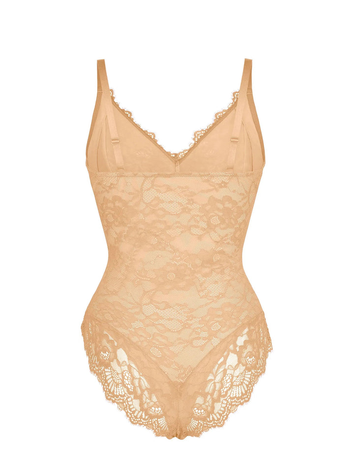 Feelingirl Lace V Neck Full Bodysuit Shapewear