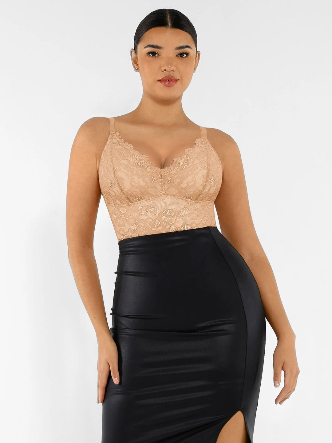 Feelingirl Lace V Neck Full Bodysuit Shapewear