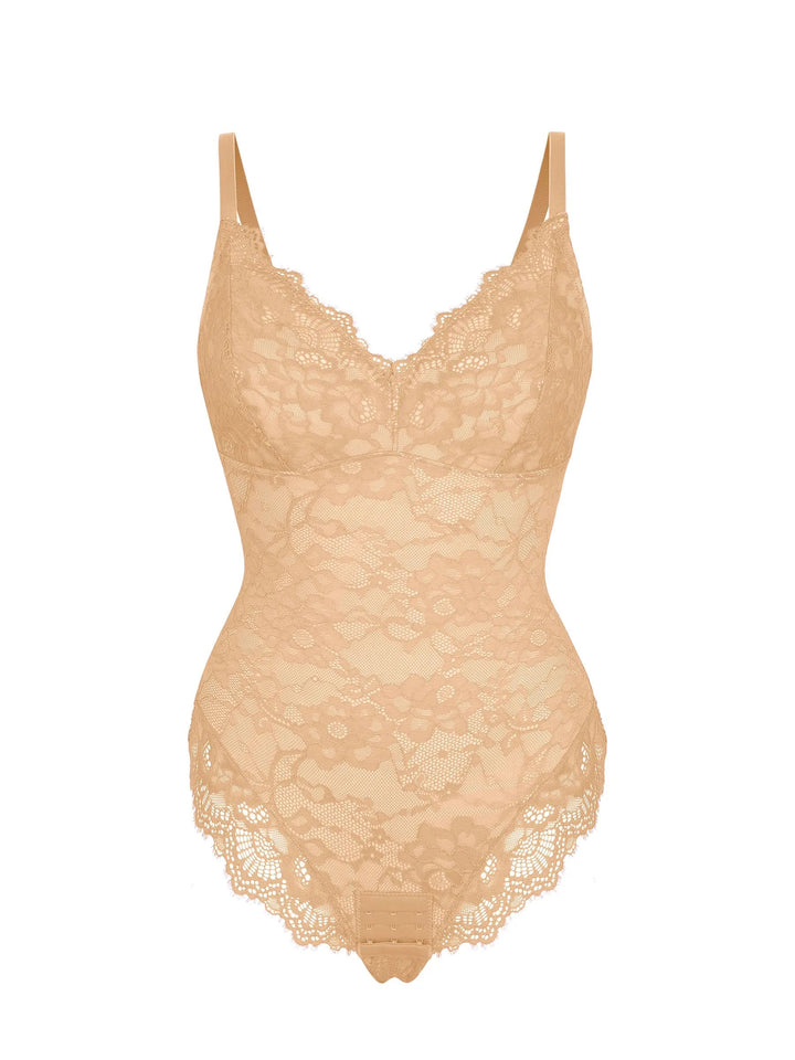 Feelingirl Lace V Neck Full Bodysuit Shapewear