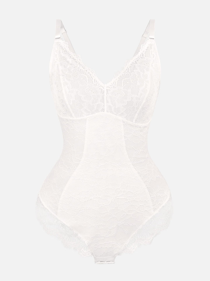 Feelingirl Lace V Neck Full Bodysuit Shapewear