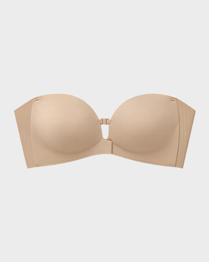 No-Slip Front Closure Push-Up Strapless Bra