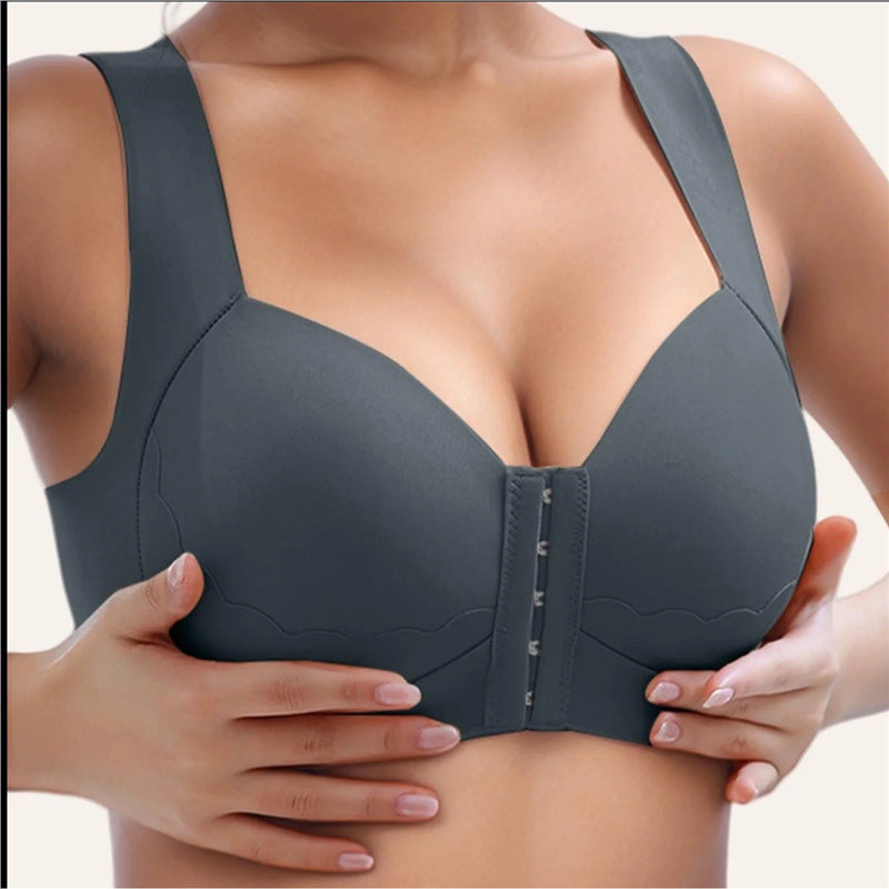 Seamless Front Buckle Cross Back Shaping Bra For Seniors