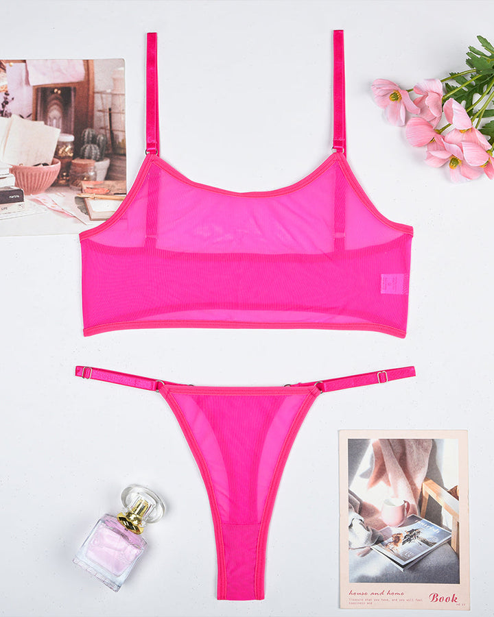 Mesh See-Through Camisole Bra Set