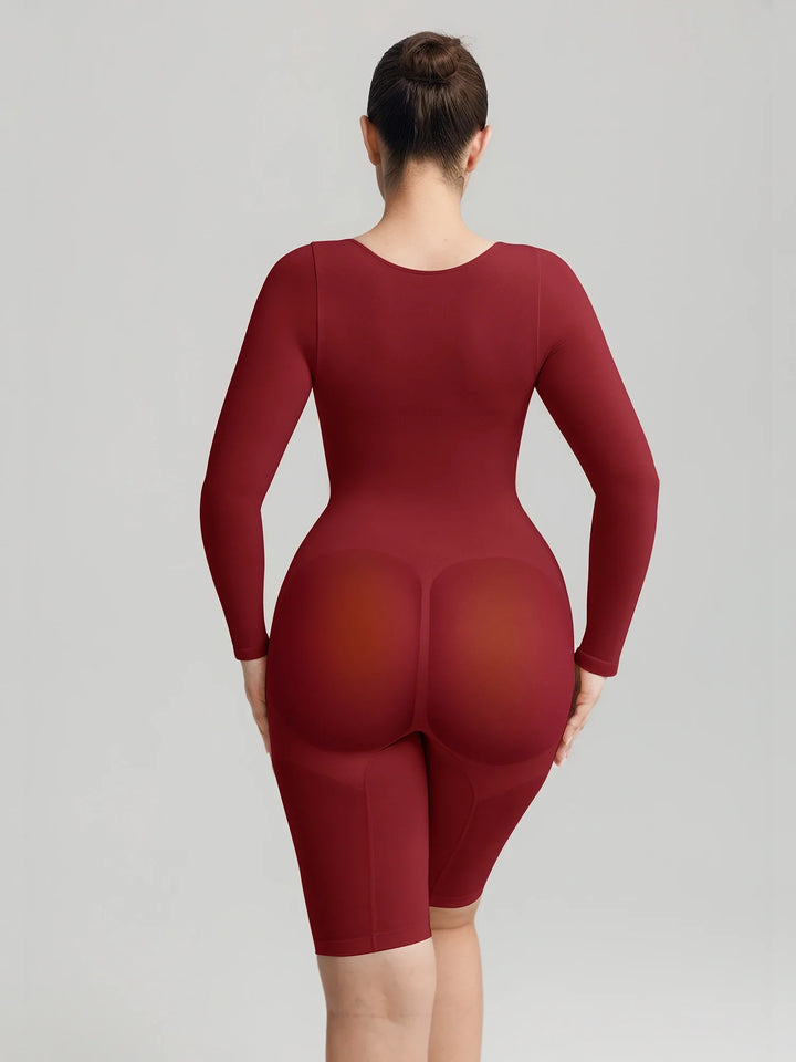 Ultra-stretch seamless shapewear top with targeted tummy control, ruched bust support, and breathable second-skin comfort, designed for versatile everyday wear from layering essential to stylish outerwear.