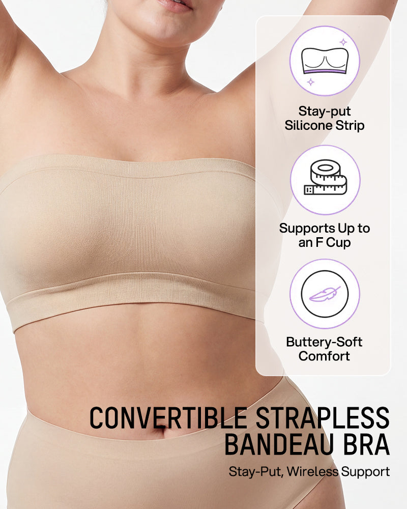 Stay‑Put Wireless Seamless Bandeau Bra