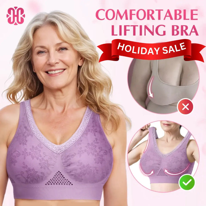 High-Support Wireless Lace Bra for Women