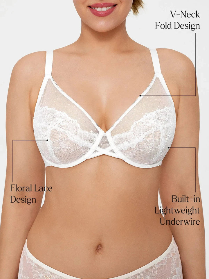 Lightweight Underwire Minimizer Lace Mesh Bra
