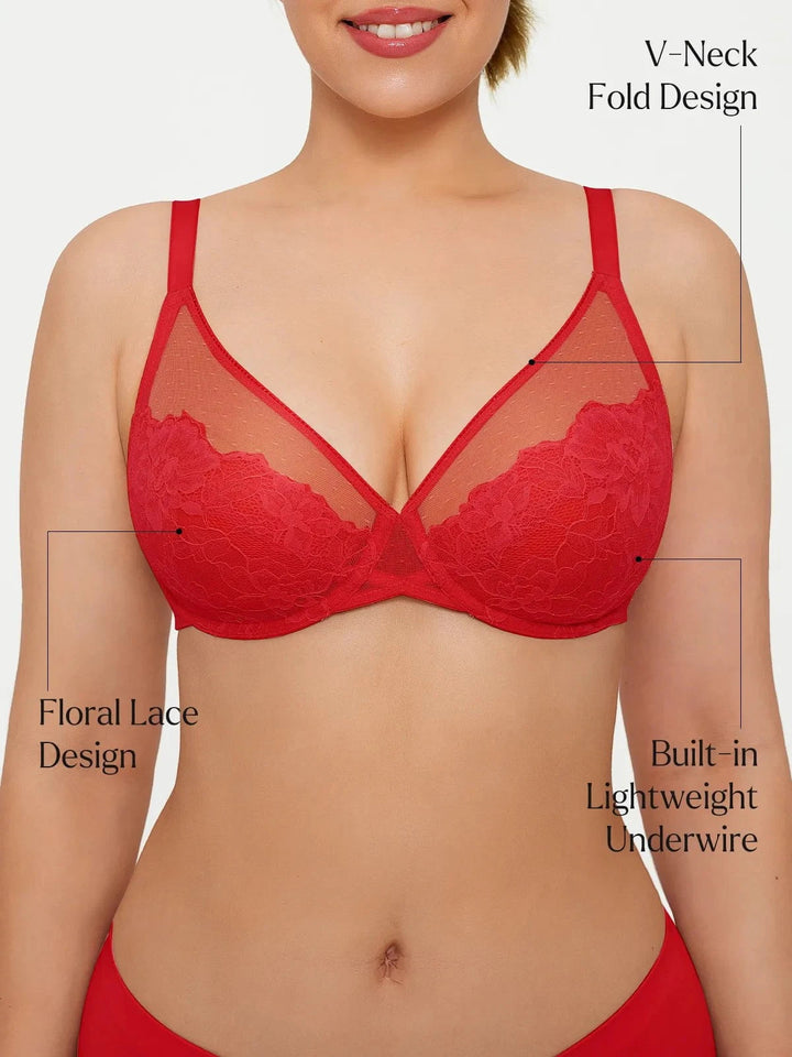 Lightweight Underwire Minimizer Lace Mesh Bra
