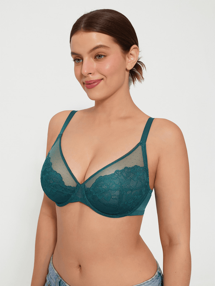 Lightweight Underwire Minimizer Lace Mesh Bra