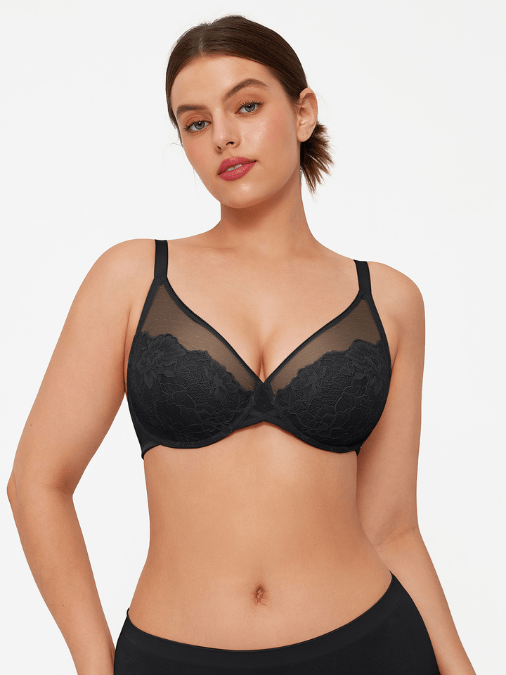 Lightweight Underwire Minimizer Lace Mesh Bra