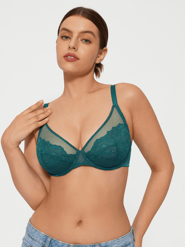 Lightweight Underwire Minimizer Lace Mesh Bra