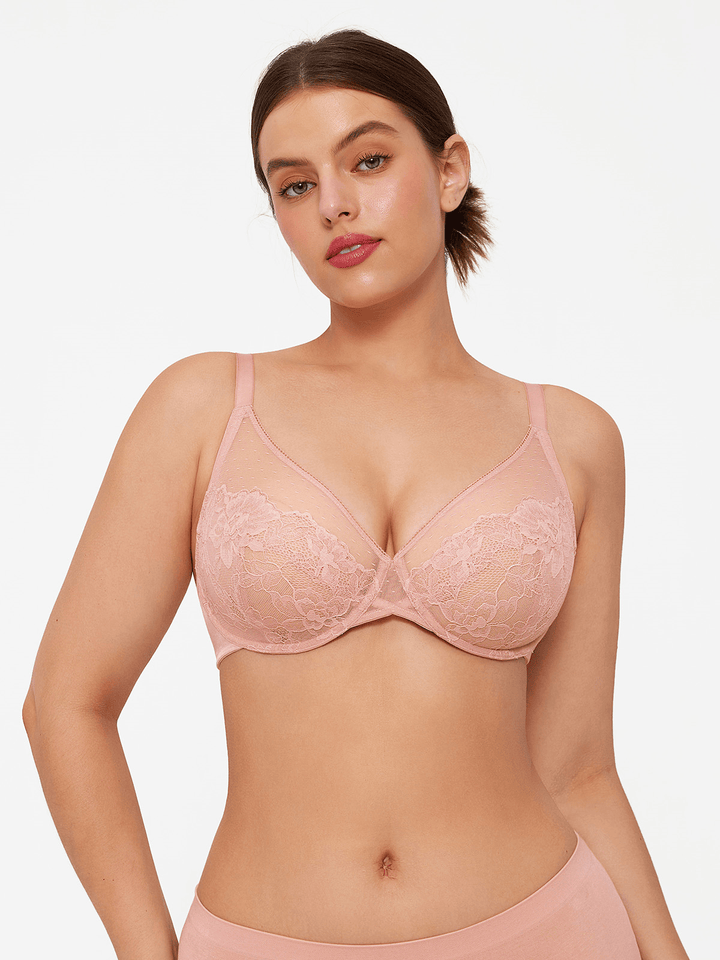 Lightweight Underwire Minimizer Lace Mesh Bra