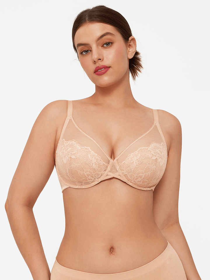 Lightweight Underwire Minimizer Lace Mesh Bra
