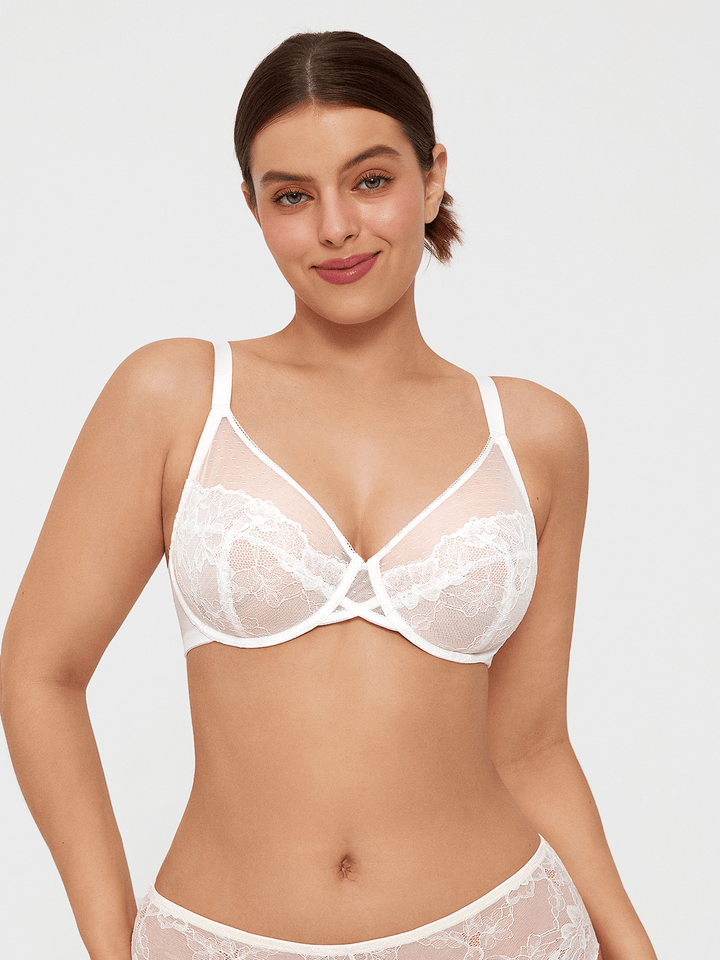 Lightweight Underwire Minimizer Lace Mesh Bra